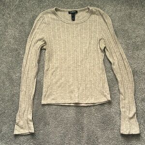 Cream Cowl Neck Sweater with Tan Accents